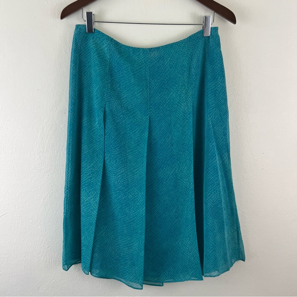 Brooks Brothers 100% Silk Water Patterned Gently Pleated Midi Skirt